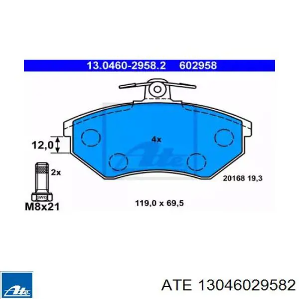 Pastillas de freno delanteras ATE 13046029582