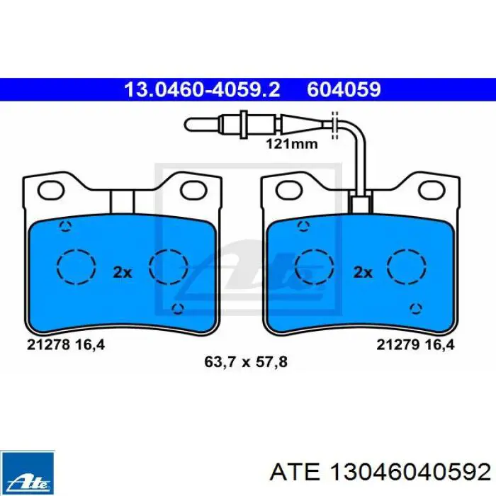 13.0460-4059.2 ATE pastillas de freno traseras