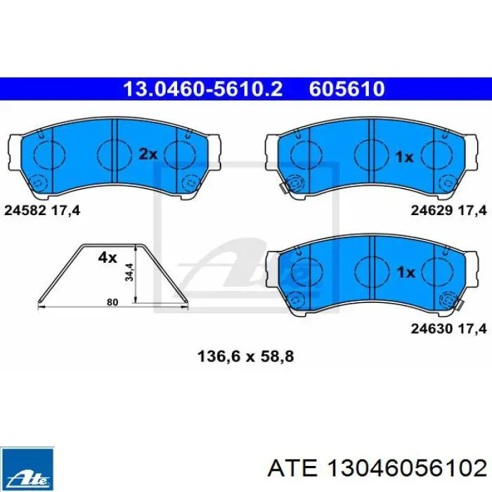 13.0460-5610.2 ATE pastillas de freno delanteras