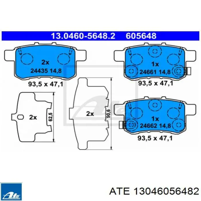 13046056482 ATE pastillas de freno traseras
