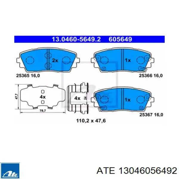 13.0460-5649.2 ATE pastillas de freno delanteras
