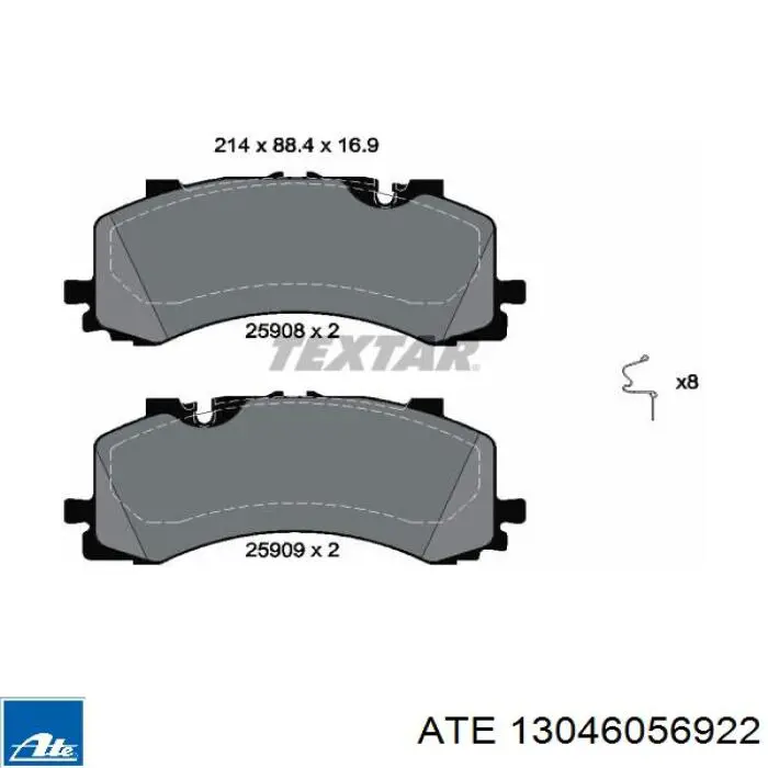 13046056922 ATE pastillas de freno delanteras