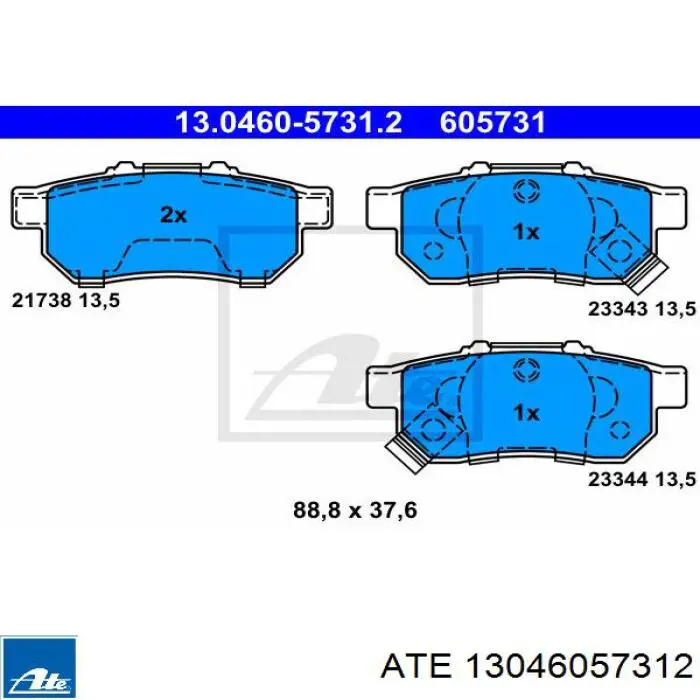 13046057312 ATE pastillas de freno traseras