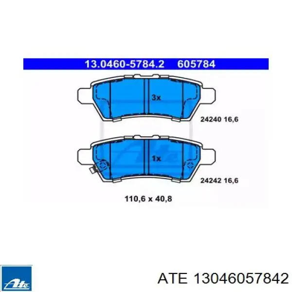 13046057842 ATE pastillas de freno traseras