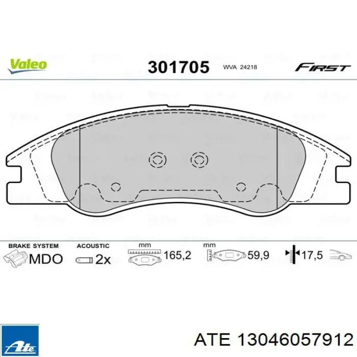 13046057912 ATE pastillas de freno delanteras