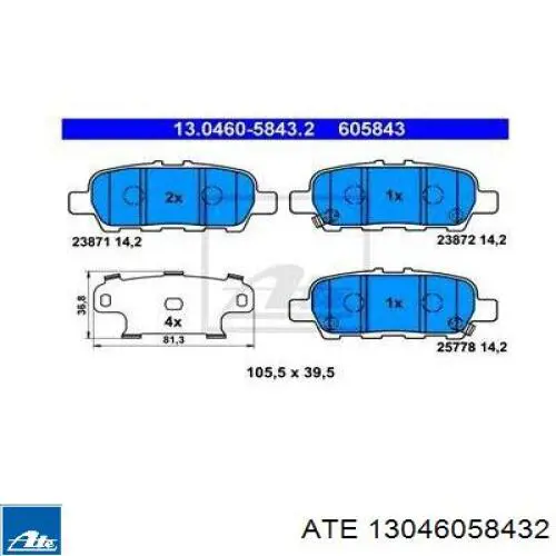Pastillas traseras de freno ATE 13046058432 precio, desde 19,11 EUR