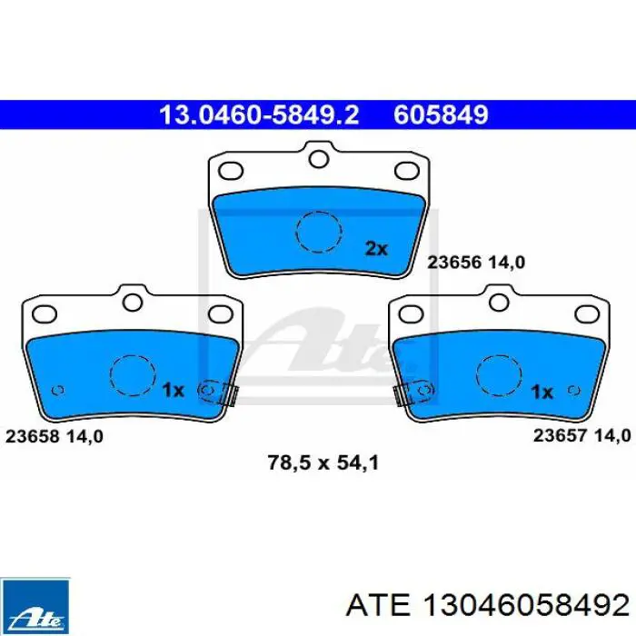 13.0460-5849.2 ATE pastillas de freno traseras