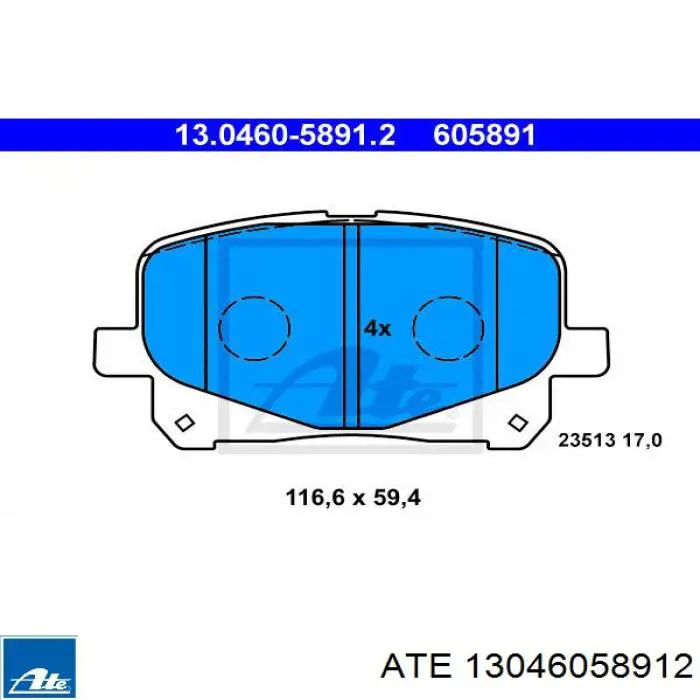 13.0460-5891.2 ATE pastillas de freno delanteras