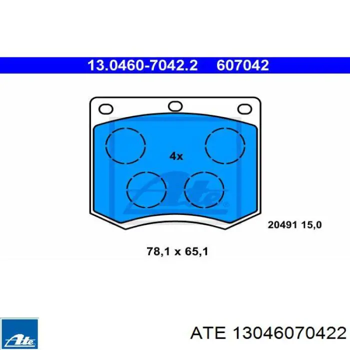 13.0460-7042.2 ATE pastillas de freno delanteras