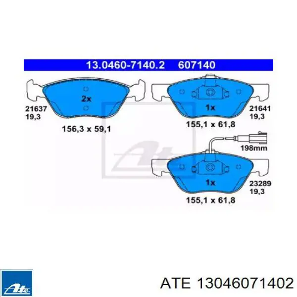 13.0460-7140.2 ATE pastillas de freno delanteras