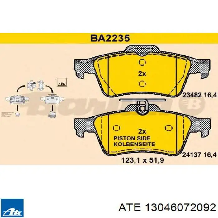 13046072092 ATE pastillas de freno traseras