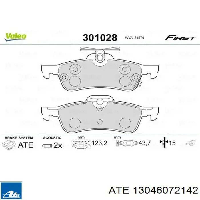 13.0460-7214.2 ATE pastillas de freno traseras