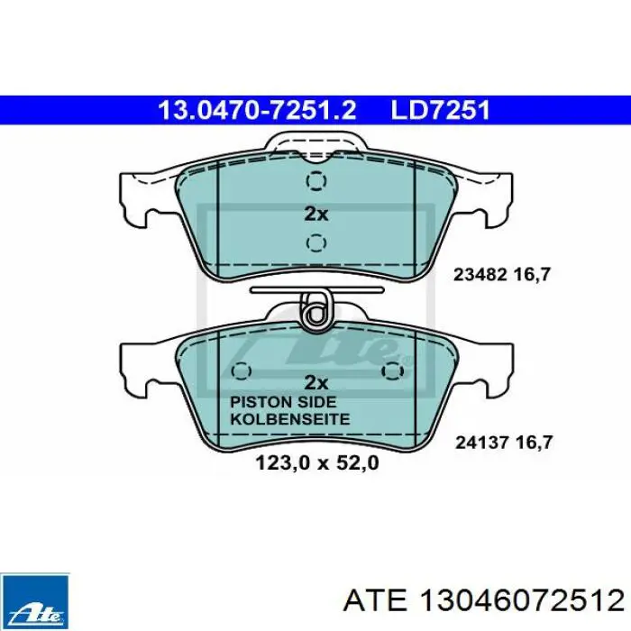 13.0460-7251.2 ATE pastillas de freno traseras