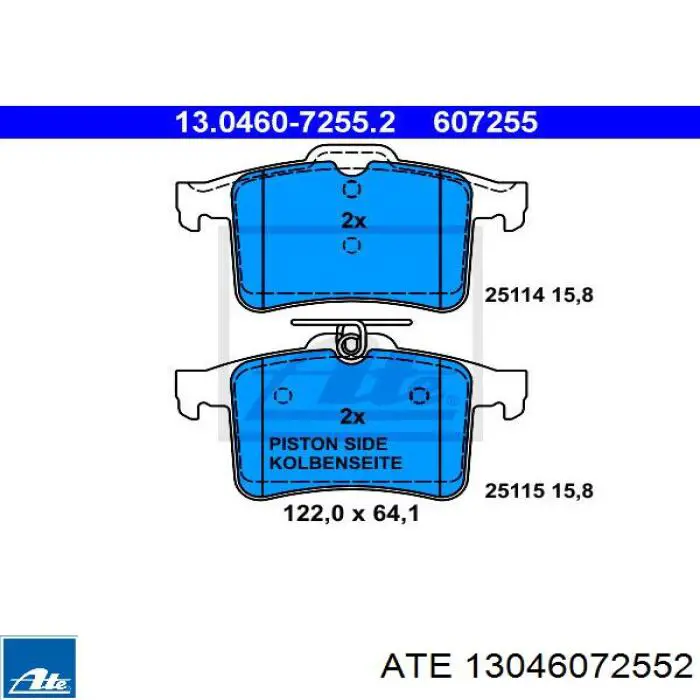 13.0460-7255.2 ATE pastillas de freno traseras