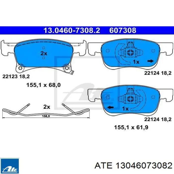 13.0460-7308.2 ATE pastillas de freno delanteras
