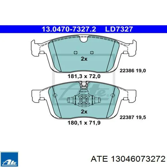 13.0460-7327.2 ATE pastillas de freno delanteras