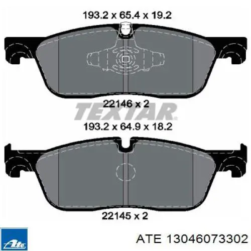 13.0460-7330.2 ATE pastillas de freno delanteras
