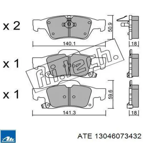 13046073432 ATE pastillas de freno traseras