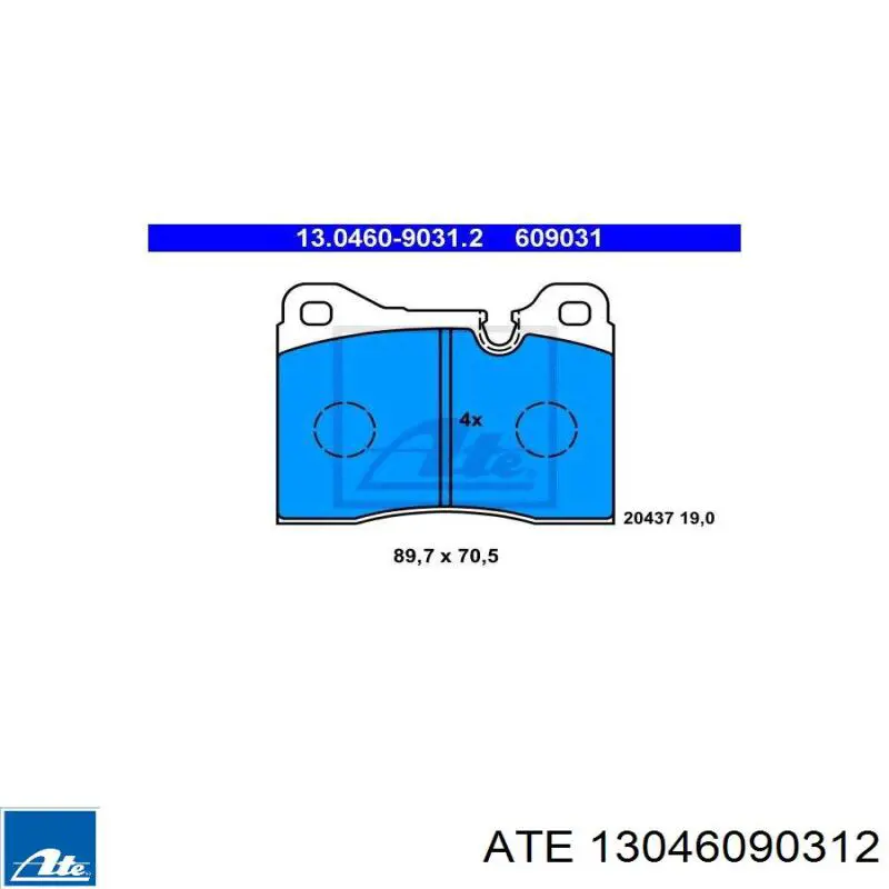 13.0460-9031.2 ATE pastillas de freno delanteras