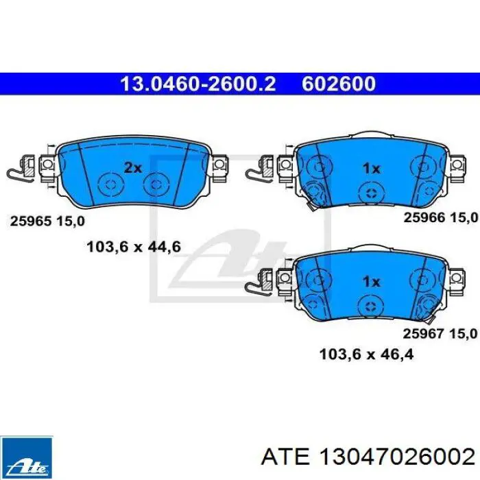 13047026002 ATE pastillas de freno traseras