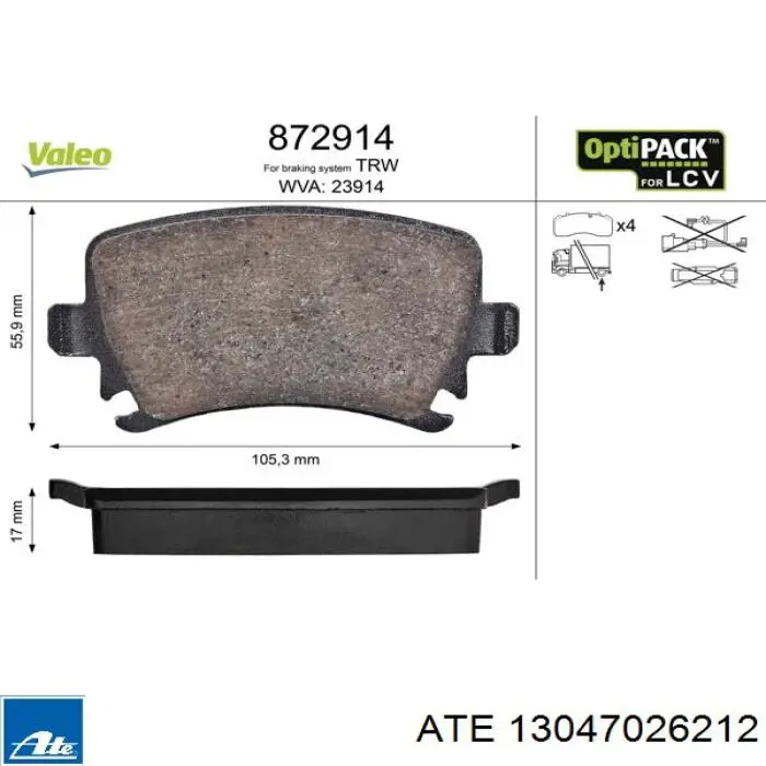 Pastillas traseras de freno ATE 13047026212 precio, desde 42,93 EUR