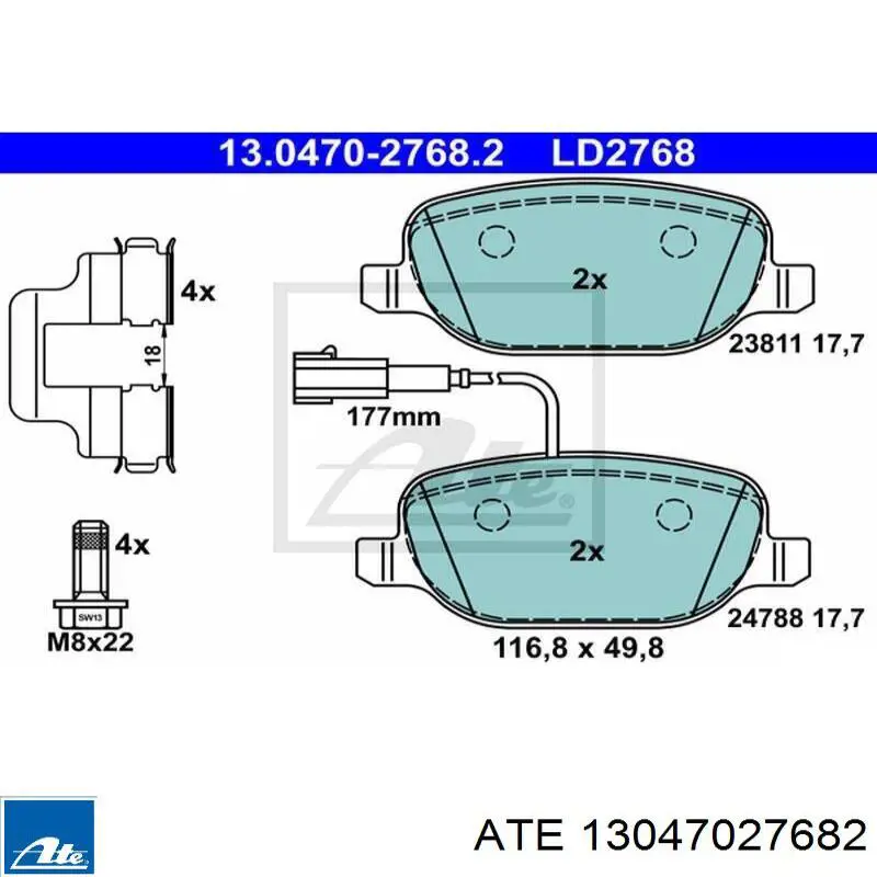 13.0470-2768.2 ATE pastillas de freno traseras