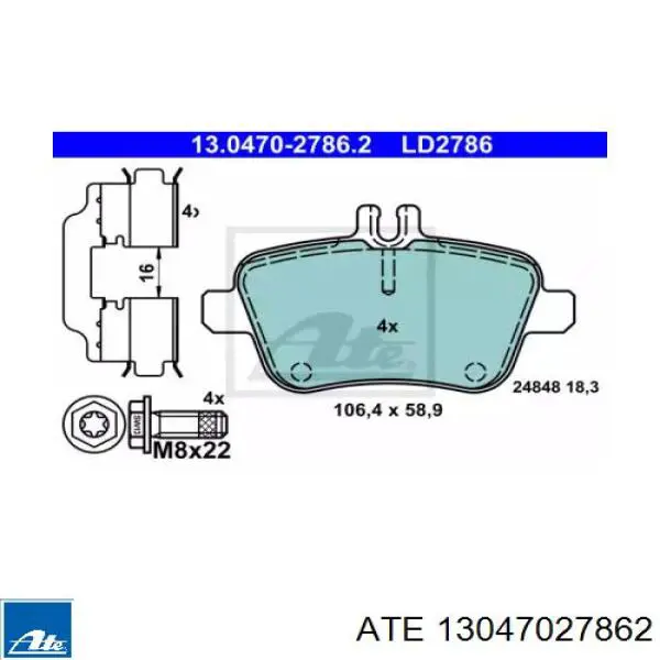 13047027862 ATE pastillas de freno traseras