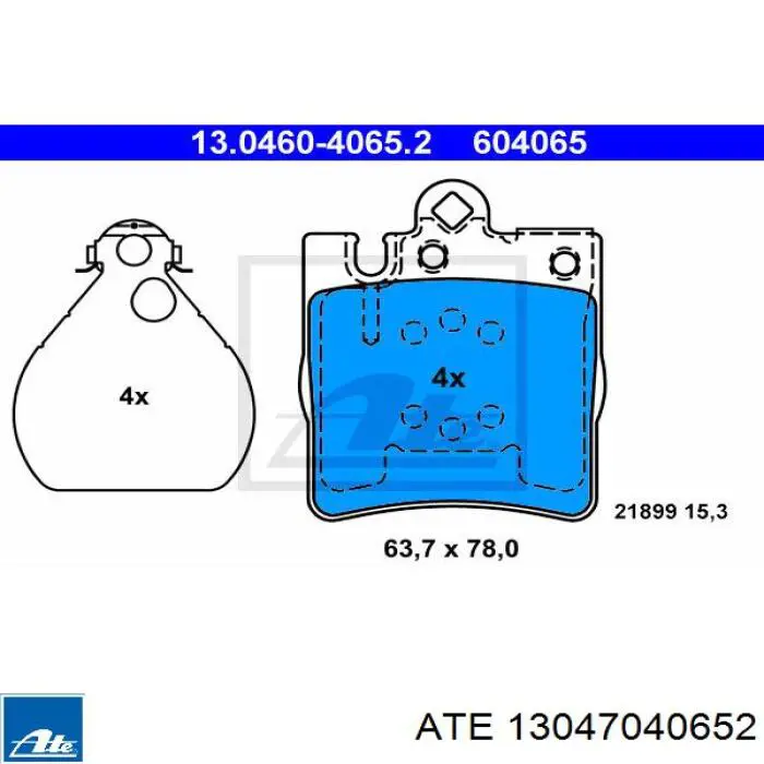 13.0470-4065.2 ATE pastillas de freno traseras