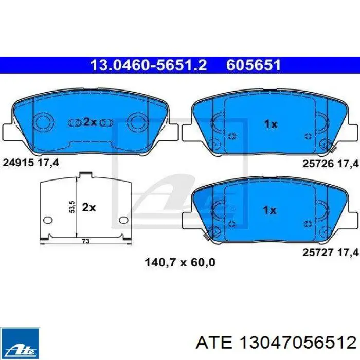 13.0470-5651.2 ATE pastillas de freno delanteras