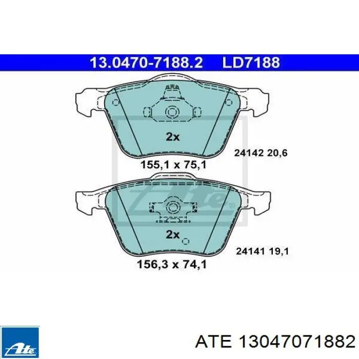 13.0470-7188.2 ATE pastillas de freno delanteras