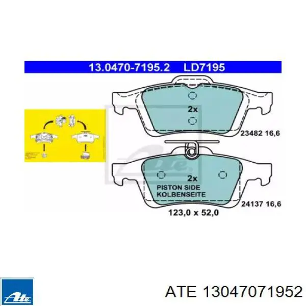 Pastillas de freno traseras 13047071952 ATE