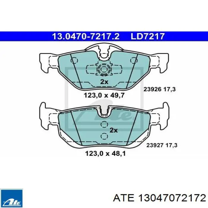 13047072172 ATE pastillas de freno traseras