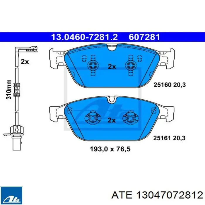 13047072812 ATE pastillas de freno delanteras