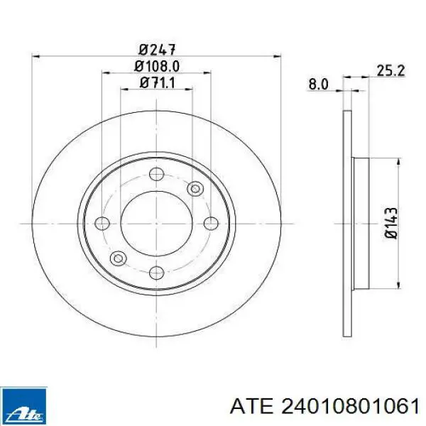 Disco de freno trasero Peugeot 206 2A/C
