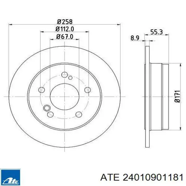 24.0109-0118.1 ATE disco de freno trasero