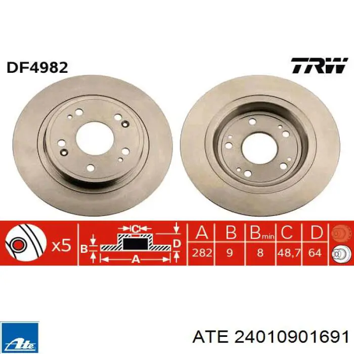 24.0109-0169.1 ATE disco de freno trasero