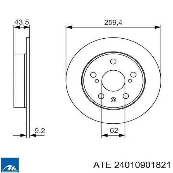 24.0109-0182.1 ATE disco de freno trasero