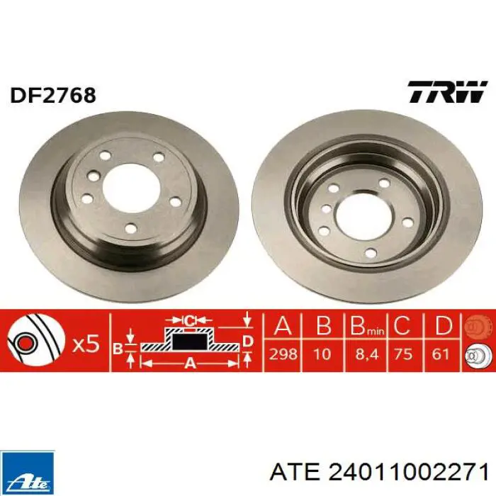 24.0110-0227.1 ATE disco de freno trasero