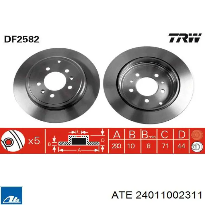 24.0110-0231.1 ATE disco de freno trasero