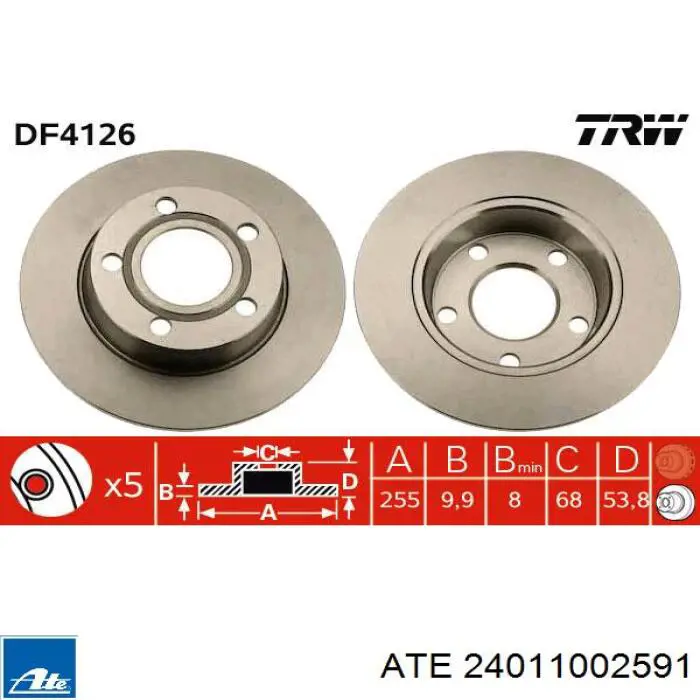 24.0110-0259.1 ATE disco de freno trasero