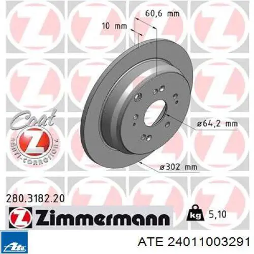 Comprar 24011003291 ATE Disco de freno trasero