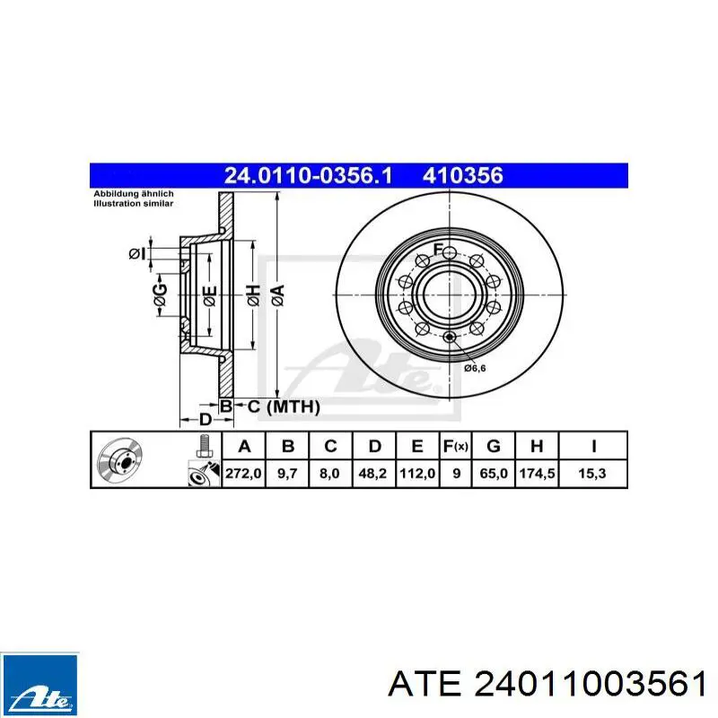 24011003561 ATE disco de freno trasero