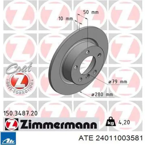 24011003581 ATE disco de freno trasero