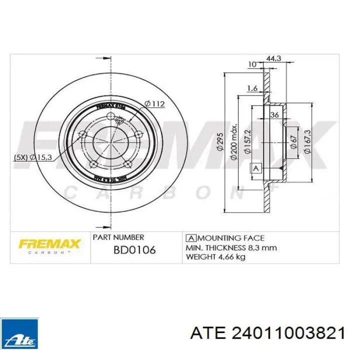 Disco de freno trasero A246423011207 Mercedes