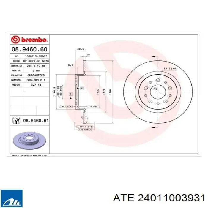 Disco de freno trasero 18391 ABS