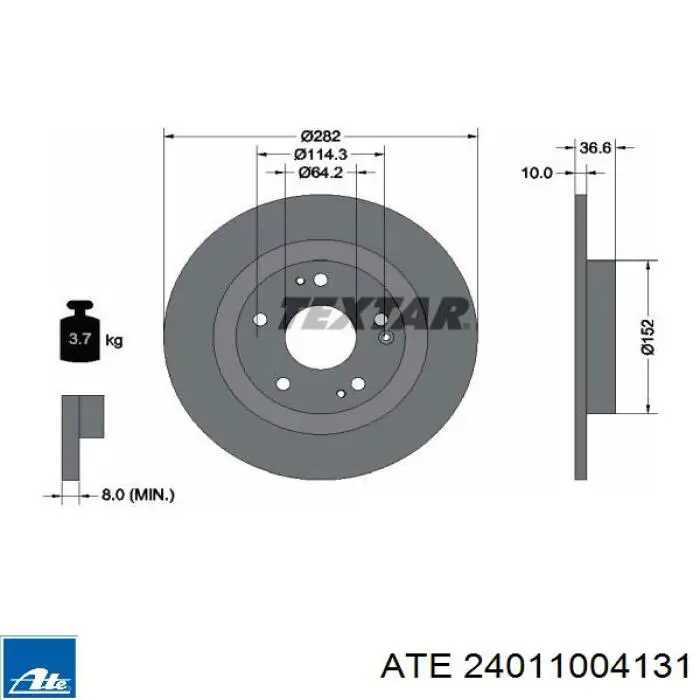 24.0110-0413.1 ATE disco de freno trasero