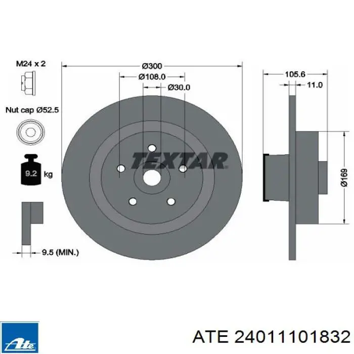 24011101832 ATE disco de freno trasero
