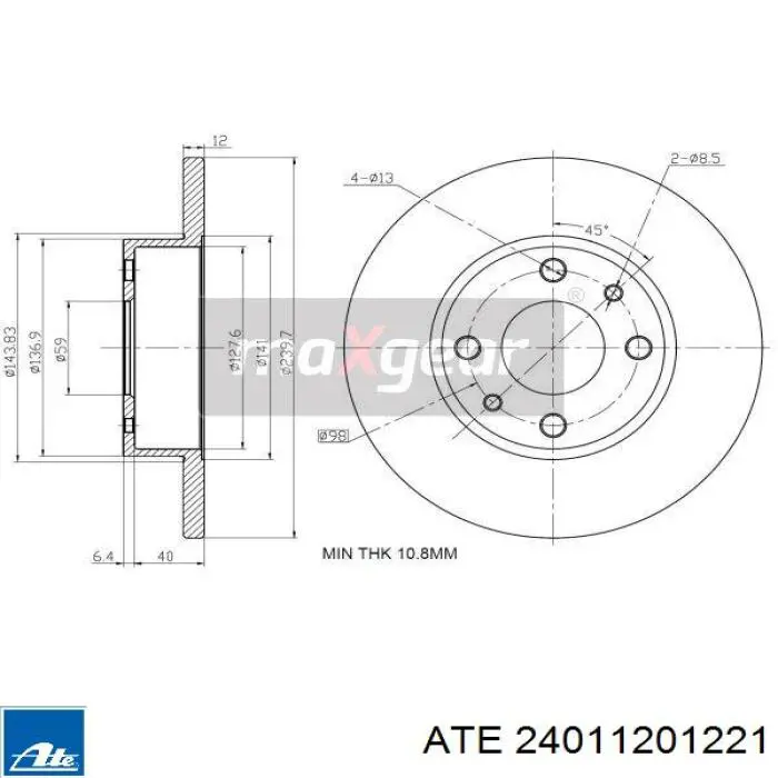 24011201221 ATE freno de disco delantero