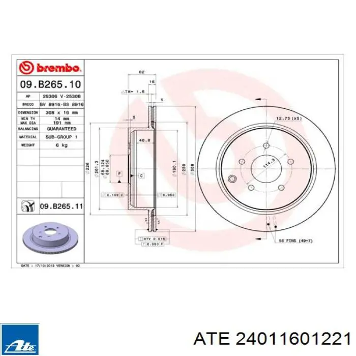 Disco de freno trasero ATE 24011601221 precio, desde 39,76 EUR