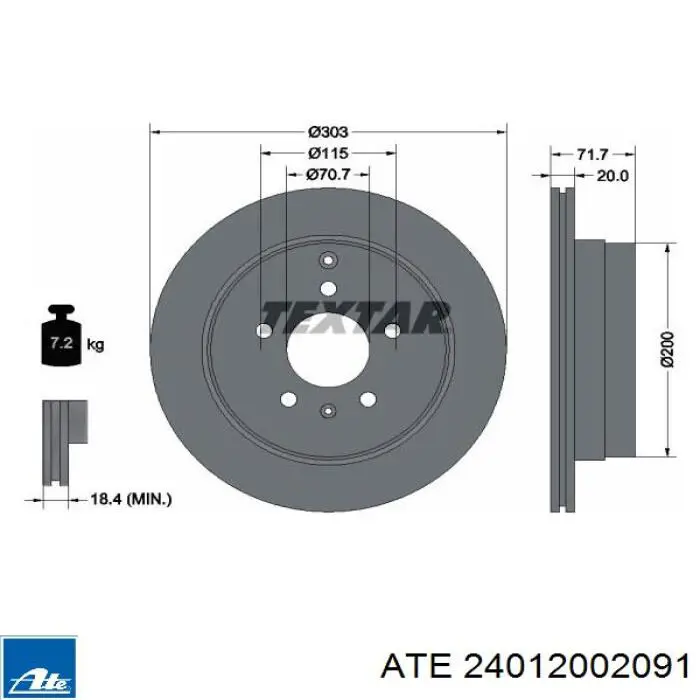 24.0120-0209.1 ATE disco de freno trasero